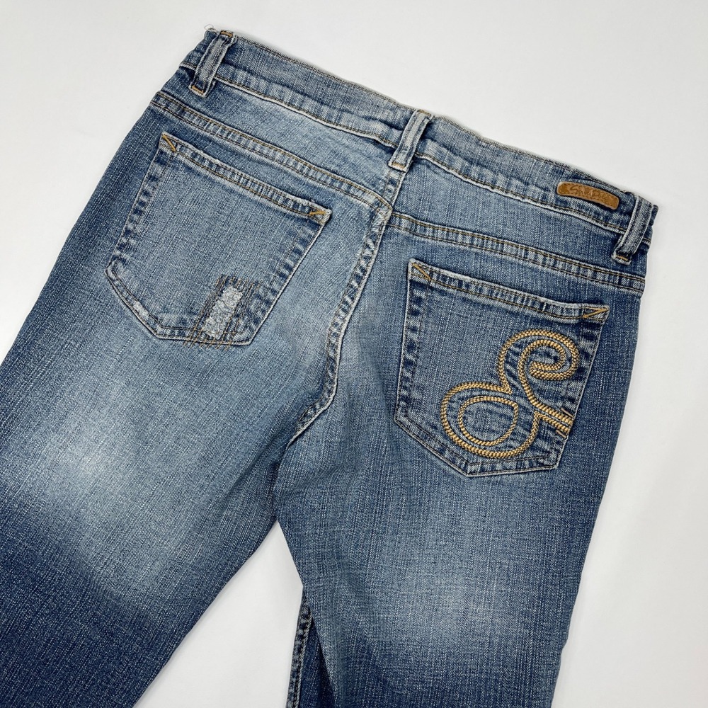 Southpole Women's‎ 5 Jeans Blue Distressed Y2K Embroidered Streetwear Cropped